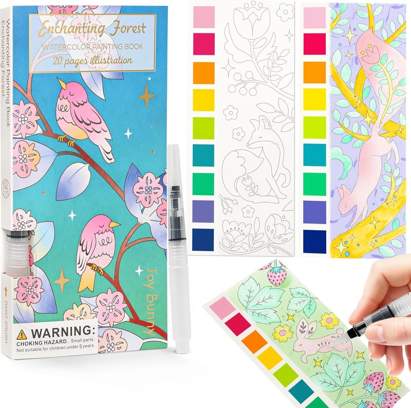 JCREN Watercolor Painting Books, Pocket Watercolor Painting Coloring Kit, Paint with Water Bookmarks Travel Activity Party Favors for Kids Toddlers Gifts for Boys and Girls - Image 1